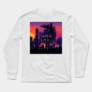 Cyberpunk City PixelArt Long Sleeve T-Shirt